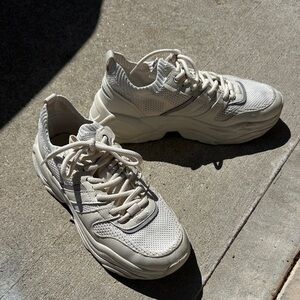 Zara Cream Chunky Mesh Lace-Up Sneakers